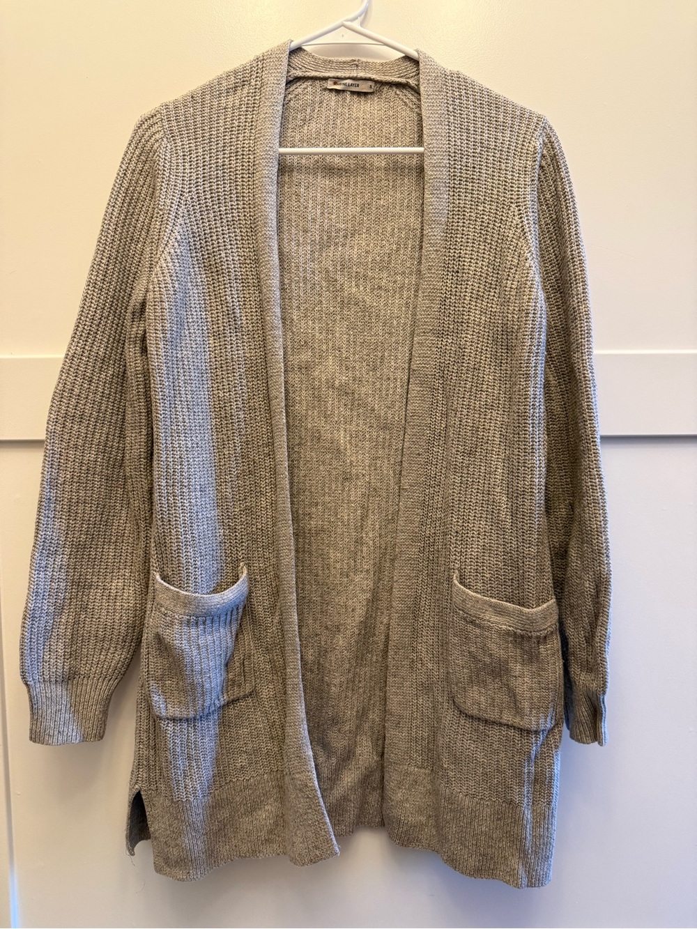 Marine Layer Chunky Cashmere Blend Oversized Open Front Cardigan Gray Small